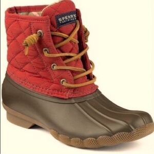 Sperry Top-Sider Saltwater Quilted Duck Boots Womens Wine Black size 9.5